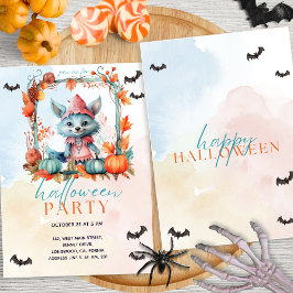 Moderne Pastel Pompoen Patch Fox Halloween Party Kaart