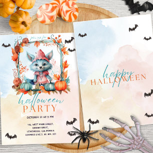 Moderne Pastel Pompoen Patch Fox Halloween Party Kaart
