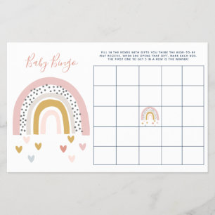 Moderne Pastel Regenboog Baby Shower Baby Bingo Flyer