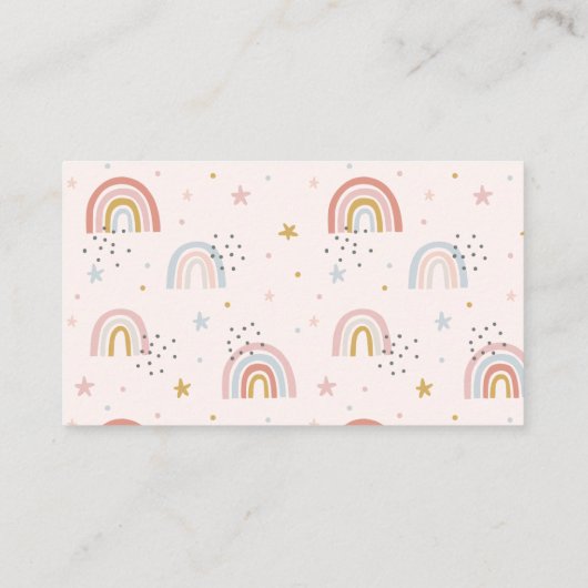 Moderne Pastel Regenboog Baby shower Luier Raffle Visitekaartje (Achterkant)