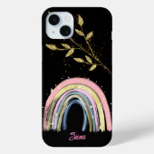 Moderne Pastel Regenboog en Goud Bladeren Custom N Case-Mate iPhone Case (Achterkant)