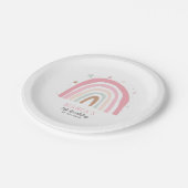 Moderne Pastel Regenboog Meisjes Verjaardagsfeest Papieren Bordje (Gekanteld)