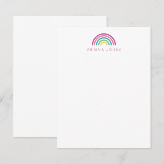 Moderne Pastel Regenboog Persoonlijke Kinderen Notitiekaartje (Voorkant / Achterkant)