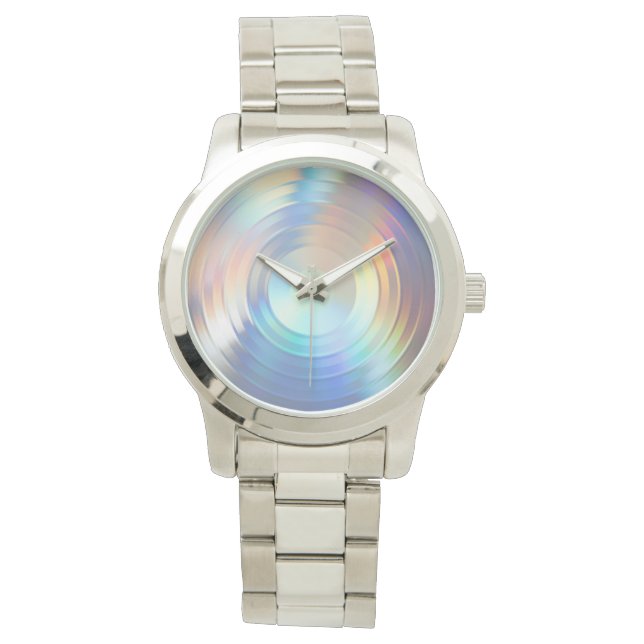 Moderne Pastel Regenboog Zeemeermin Eenhoorn Holog Horloge (Voorkant)