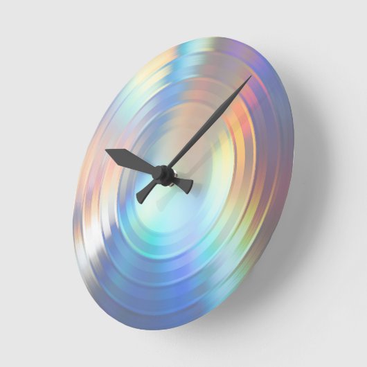 Moderne Pastel Regenboog Zeemeermin Eenhoorn Holog Ronde Klok (Hoek)