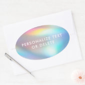 Moderne Pastel Regenboog Zeemeermin Eenhorn Hologr Ovale Sticker (Envelop)