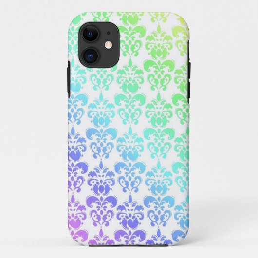 Moderne pastel regenboogdamast Case-Mate iPhone case (Achterkant)