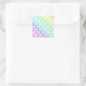 Moderne pastel regenboogdamast vierkante sticker (Tas)