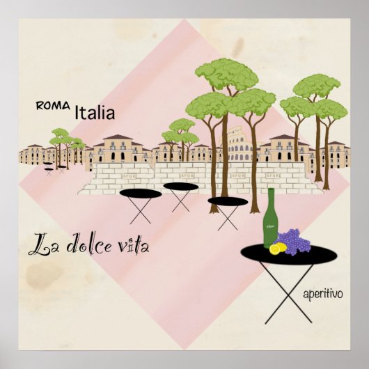 Moderne Pastel Romeinse Vakantie Poster (Voorkant)