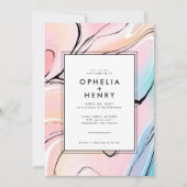 Moderne pastel roze Aqua marble Wedding Kaart (Voorkant)