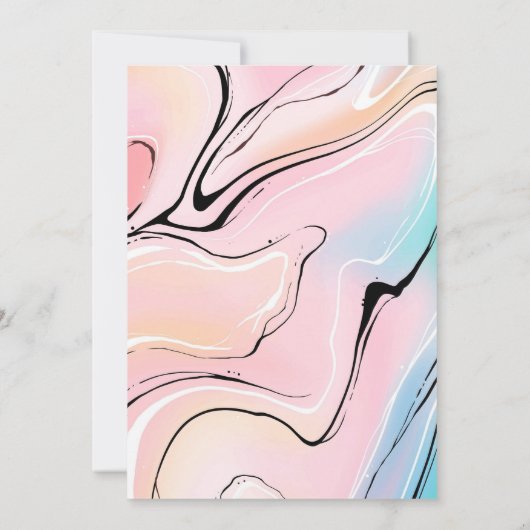 Moderne pastel roze Aqua marble Wedding Kaart (Achterkant)