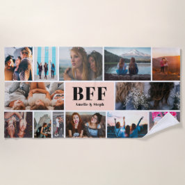 Moderne pastel roze BFF beste vrienden foto collag Strandlaken