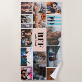 Moderne pastel roze BFF beste vrienden foto collag Strandlaken (Voorkant)