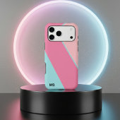Moderne Pastel Roze & Blauwe Abstracte Monogram Case-Mate iPhone Case