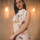 Moderne Pastel Roze Bloemen & Kraft gepersonalisee Schort