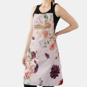 Moderne Pastel Roze Bloemen & Kraft gepersonalisee Schort (Insitu)