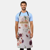 Moderne Pastel Roze Bloemen & Kraft gepersonalisee Schort (Gedragen)