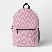 Moderne Pastel Roze Chevron Monogram Initialen Bedrukte Rugzak (Voorkant)