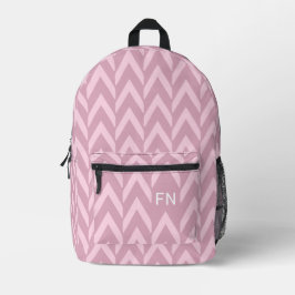 Moderne Pastel Roze Chevron Monogram Initialen Bedrukte Rugzak