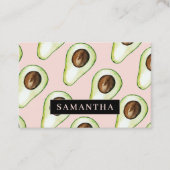 Moderne pastel roze en groene avocado patroon busi visitekaartje (Voorkant)