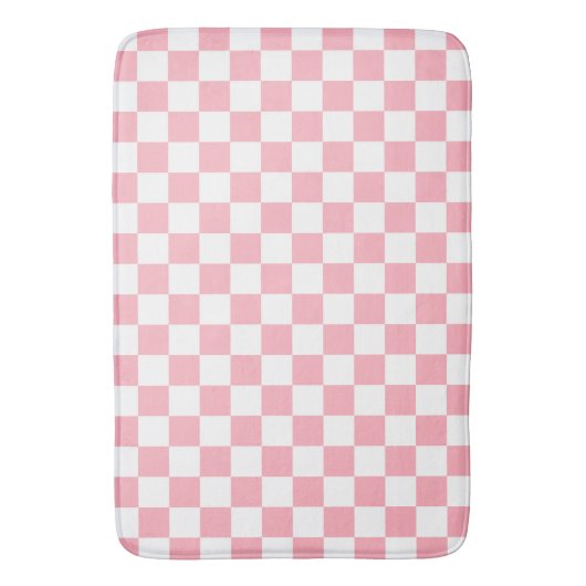 Moderne pastel roze en wit geruit badmat (Voorkant Verticaal)