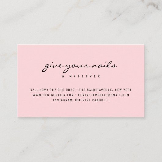 Moderne pastel roze en witte abstracte penseelstre visitekaartje (Achterkant)