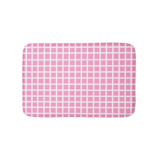 Moderne pastel roze en witte gingham badmat (Voorkant)