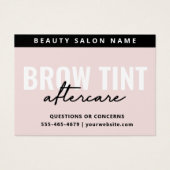 Moderne Pastel Roze Eyebrow Tint Aftercare Kaart (Voorkant)