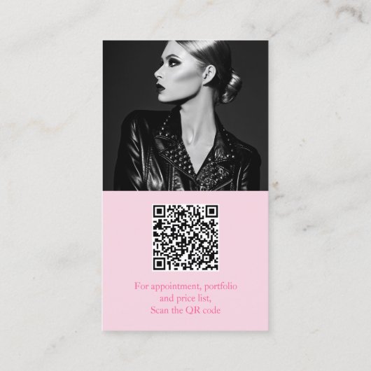 Moderne pastel roze foto qr code logo fotograaf visitekaartje (Achterkant)