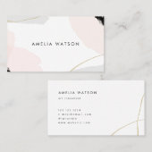 Moderne Pastel Roze, Goud en Grijze penseelstreken Visitekaartje (Voorkant / Achterkant)