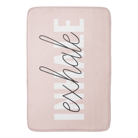 Moderne Pastel Roze Inhale Exhale Quote Badmat (Voorkant Verticaal)
