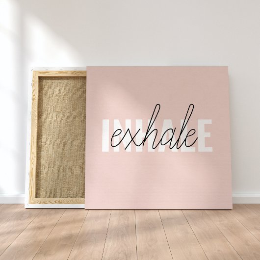 Moderne Pastel Roze Inhale Exhale Quote Canvas Afdruk
