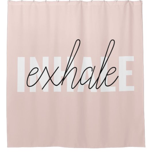 Moderne Pastel Roze Inhale Exhale Quote Douchegordijn (Voorkant)