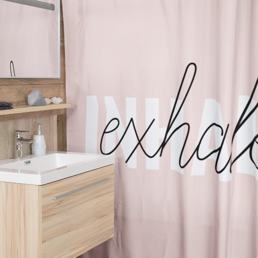 Moderne Pastel Roze Inhale Exhale Quote Douchegordijn