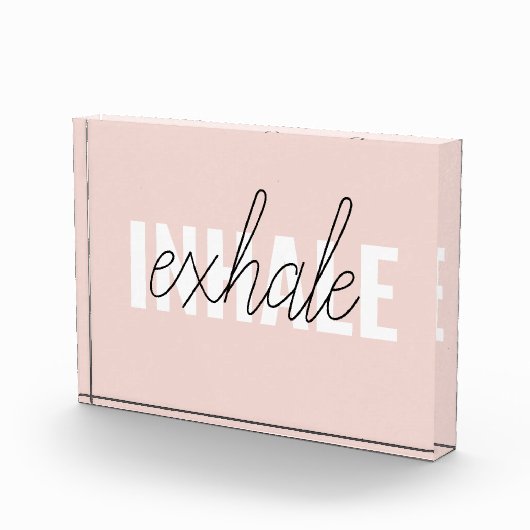 Moderne Pastel Roze Inhale Exhale Quote Fotoblokken (Rechts)