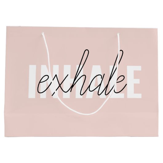 Moderne Pastel Roze Inhale Exhale Quote Groot Cadeauzakje (Achterkant)