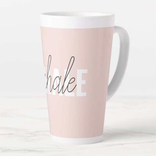 Moderne Pastel Roze Inhale Exhale Quote Latte Mok (Rechterhoek)