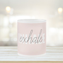 Moderne Pastel Roze Inhale Exhale Quote Matglas Koffiemok