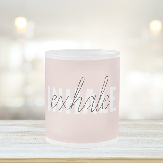 Moderne Pastel Roze Inhale Exhale Quote Matglas Koffiemok