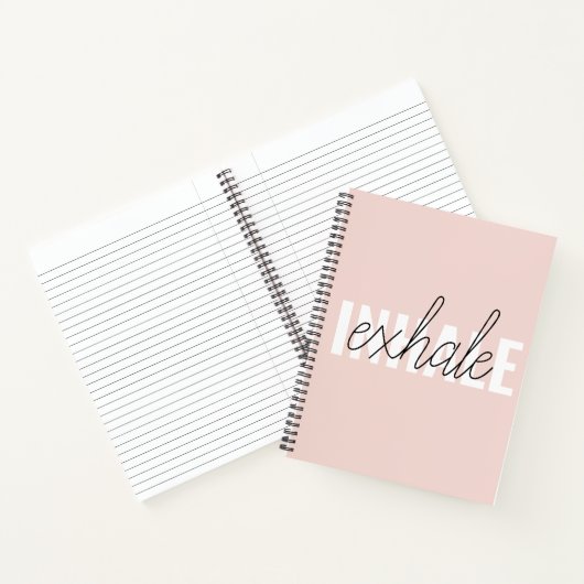 Moderne Pastel Roze Inhale Exhale Quote Notitieboek (Binnen)