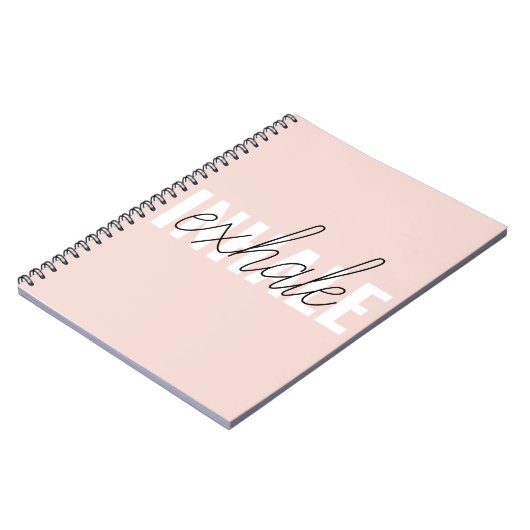 Moderne Pastel Roze Inhale Exhale Quote Notitieboek (Linkerzijde)