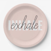 Moderne Pastel Roze Inhale Exhale Quote Papieren Bordje (Voorkant)