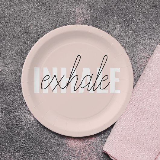 Moderne Pastel Roze Inhale Exhale Quote Papieren Bordje