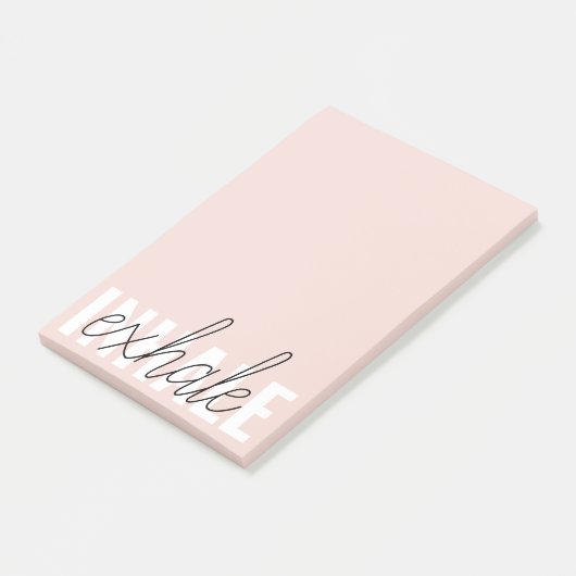 Moderne Pastel Roze Inhale Exhale Quote Post-it® Notes (Schuin)