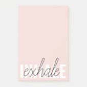 Moderne Pastel Roze Inhale Exhale Quote Post-it® Notes (Voorkant)