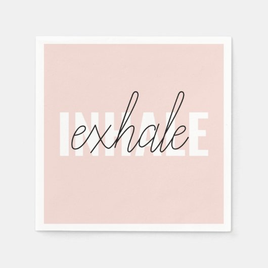 Moderne Pastel Roze Inhale Exhale Quote Servet (Voorkant)