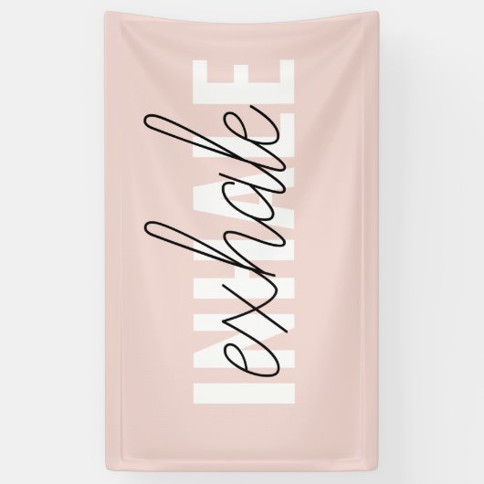 Moderne Pastel Roze Inhale Exhale Quote Spandoek (Verticaal)