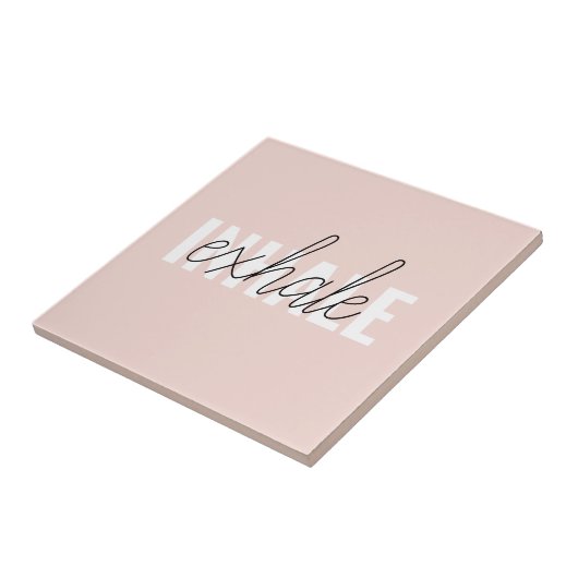 Moderne Pastel Roze Inhale Exhale Quote Tegeltje (Zijkant)