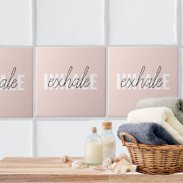 Moderne Pastel Roze Inhale Exhale Quote Tegeltje