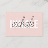 Moderne Pastel Roze Inhale Exhale Quote Visitekaartje (Voorkant)